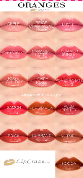 lipsense color chart by senegence oranges